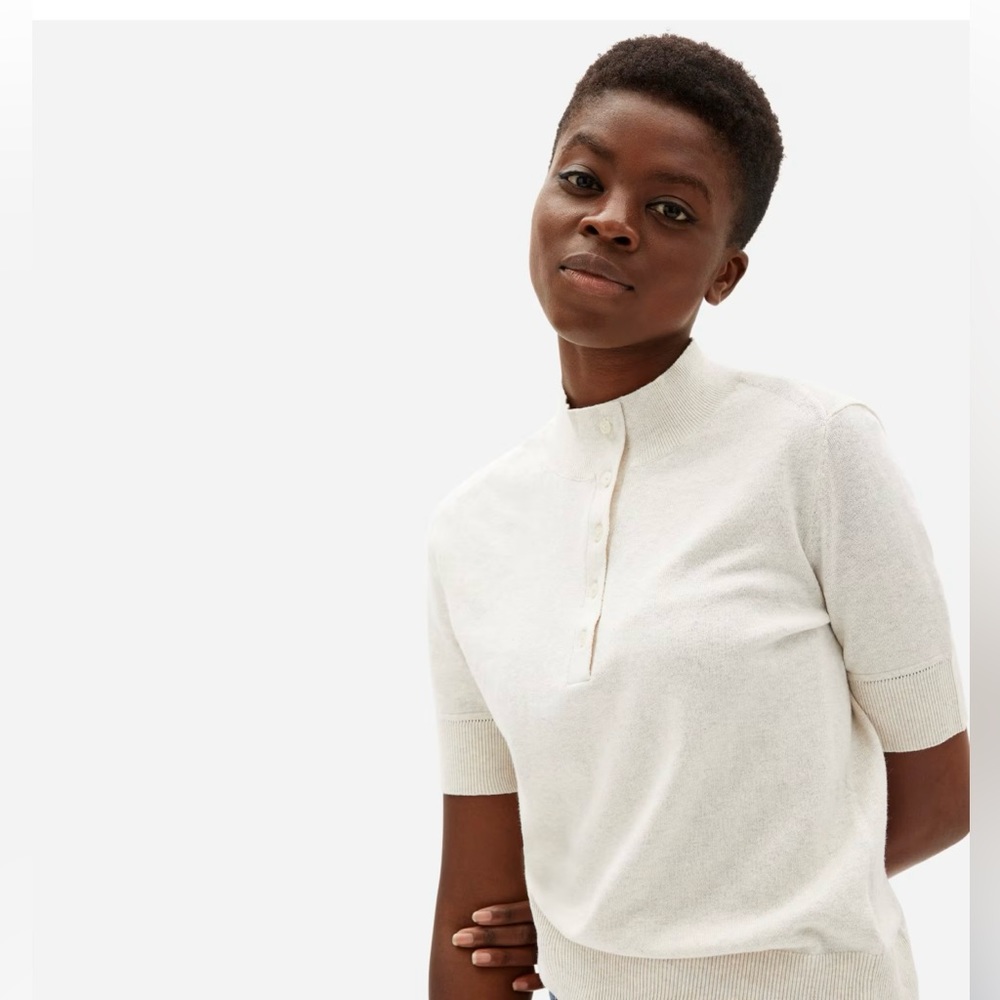 Button Up Mock Neck top